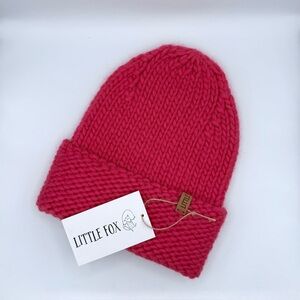 Handmade Chunky Beanie — Thick Knit Hat, Warm Winter Accessory (Coral)